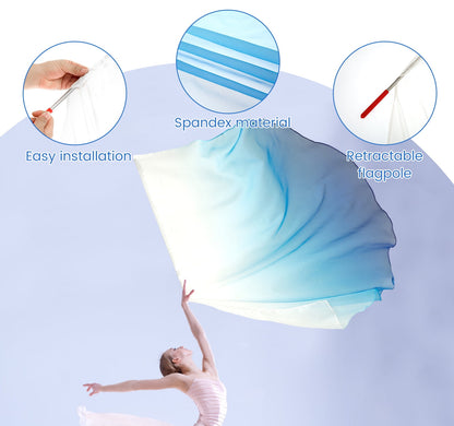 2 Set 55" Praise Dance Worship Flags with Scalable Rod Semicircle Worship Angel Wing Flag for Church Dance Banner