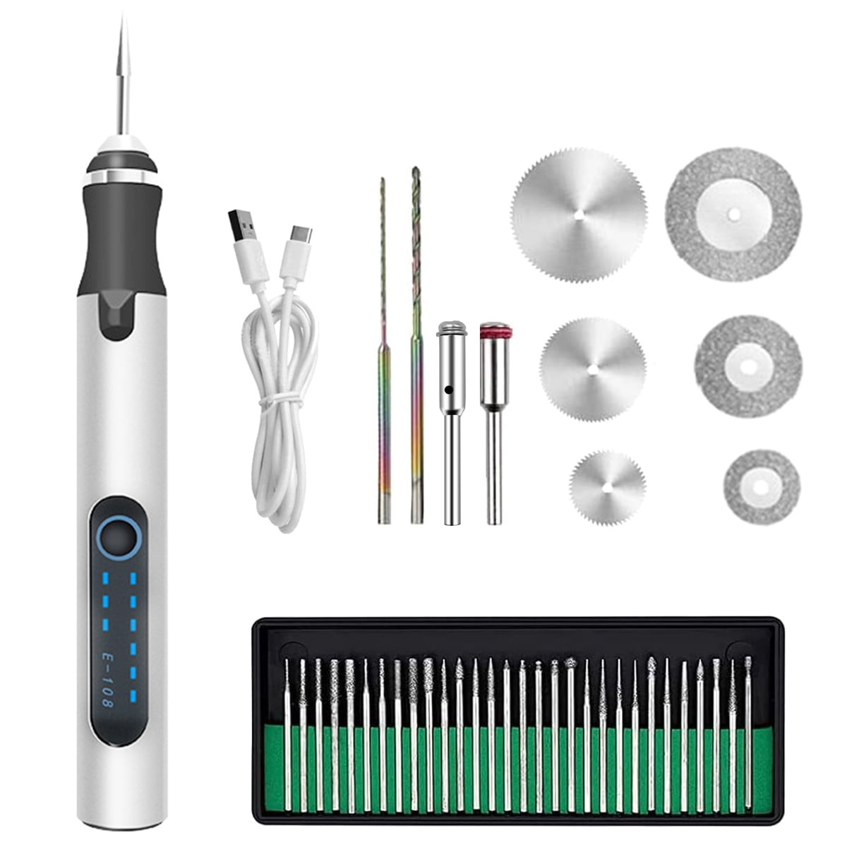 Electric Engraving Pen Cordless Micro Carving Pen with 3 Adjustable Speed 300mAh Rechargeable Engraver Machines Wireless Etching Engraving Tool for Jewelry Wood Metal Glass Stone