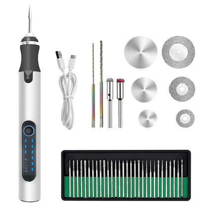 Electric Engraving Pen Cordless Micro Carving Pen with 3 Adjustable Speed 300mAh Rechargeable Engraver Machines Wireless Etching Engraving Tool for Jewelry Wood Metal Glass Stone