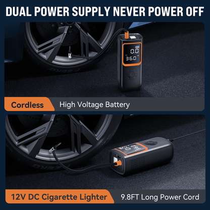 Carluck 18000mAh Cordless Tire Inflator Portable Air Compressor, 150 Psi Air Pump, with Automatic Shutoff, Rechargeable Battery & 12V DC, LED Light