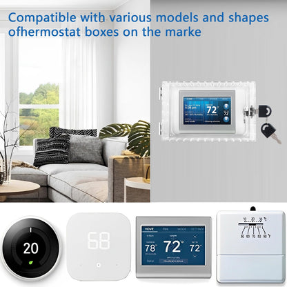 Universal Thermostat Lock Box with Key Clear Acrylic Thermostat Cover Guard with Lock Easy to Install for Home Office School Restaurant 4.7 x 7.3 x 2.2 Inches