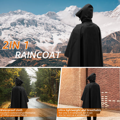 Qenwkxz Waterproof Rain Poncho Jacket with Zipper, Rain Poncho with Storage Bag, Lightweight Rain Coat, Hooded Raincoat Poncho for Men Women Adults Outdoor Camping Travel