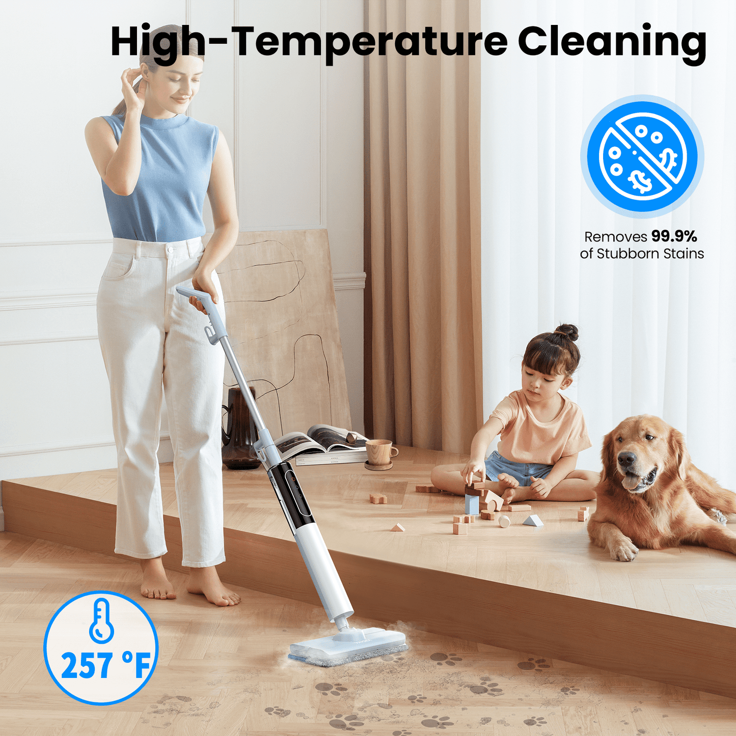 VAVSEA Steam Mop, Floor Steamer with 4 Washable Pads, Steam Cleaner for Cleaning Hard Floors, Carpet