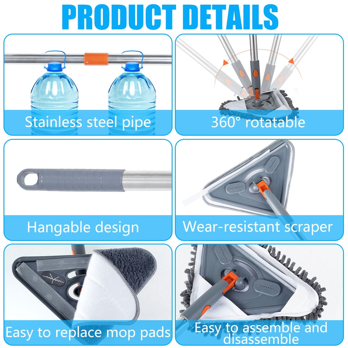Lieonvis Wall Cleaner Mop with Long Handle,Baseboard Cleaner ,with Extension Pole 25 to 85,6 Replacement Pads
