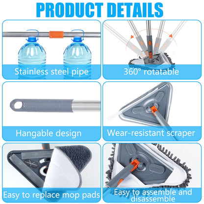 Lieonvis Wall Cleaner Mop with Long Handle,Baseboard Cleaner ,with Extension Pole 25 to 85,6 Replacement Pads