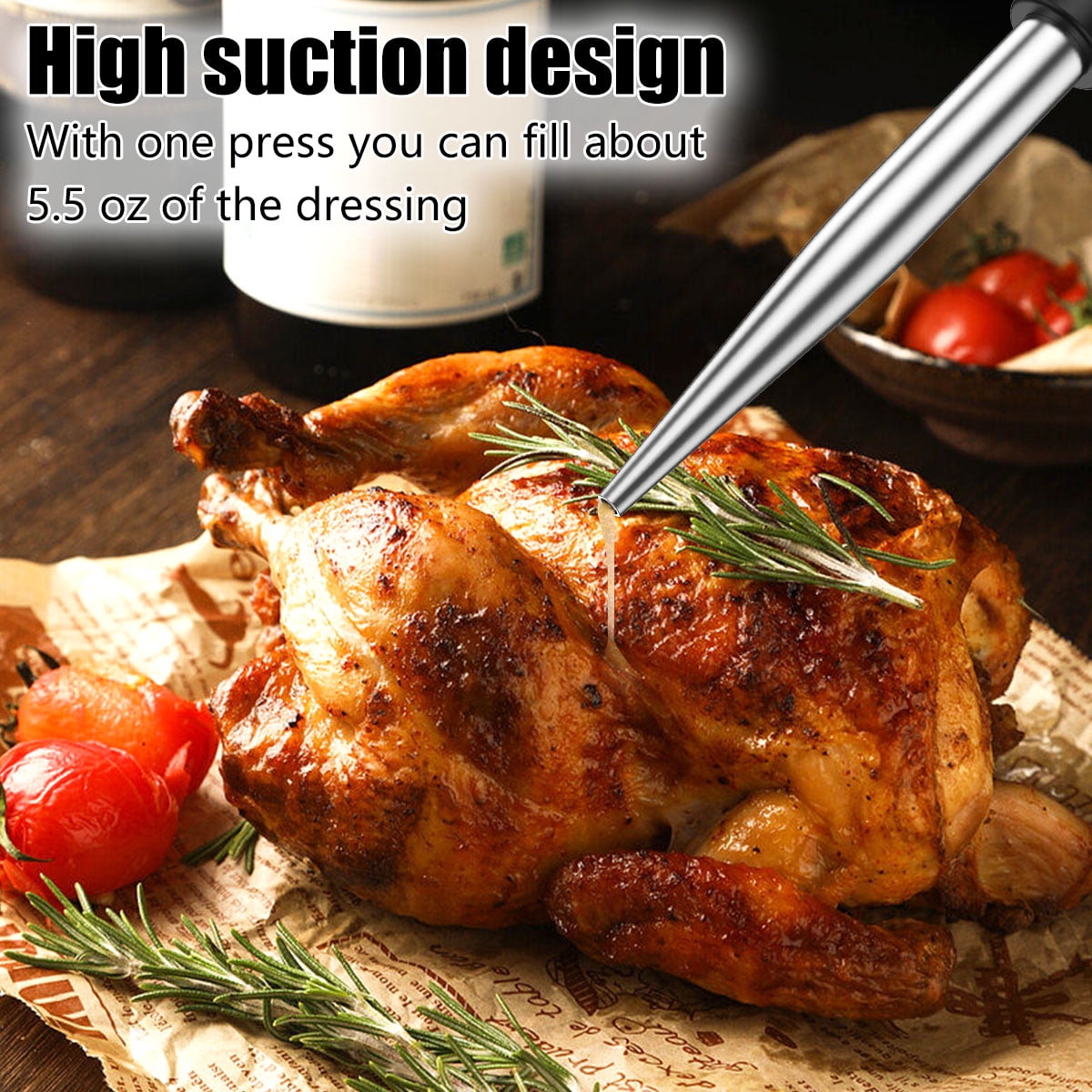 Turkey Baster Stainless Steel Turkey Baster Syringe Meat Marinade Injector Needle Turkey Baster for Kitchen Cooking 4-Piece Set