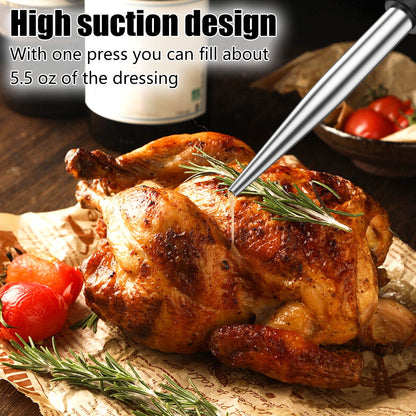 Turkey Baster Stainless Steel Turkey Baster Syringe Meat Marinade Injector Needle Turkey Baster for Kitchen Cooking 4-Piece Set