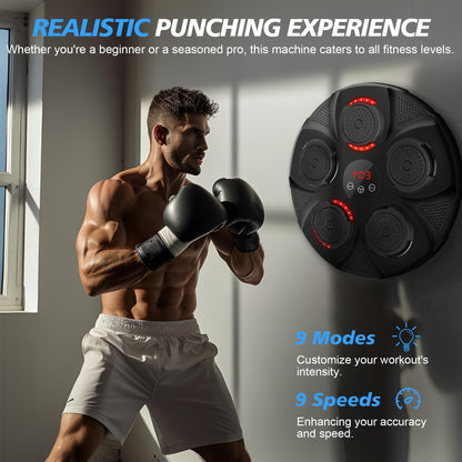 Music Boxing Machine with Boxing Gloves, Smart Bluetooth Boxing Equipment, Wall Mounted Target Training Punching Boxing Machine for Adults, Kids, Home, Indoor, Workout and Gym