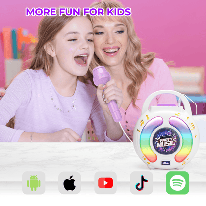 FVLOENG Mini Kids Karaoke Machine Portable Speaker,with 2 Microphone MP3 Music Player Gifts Sing Toys for Girls 3-12 Year Old Birthday Family Home Party (Purple)