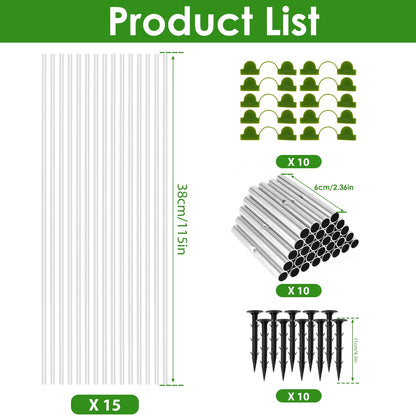 30/15Pcs Garden Hoops Bracket Kit,Greenhouse Hoop Garden Netting Kit with Clips for DIY 20-33ft Grow Tunnel, Garden Hoops for Raised Beds, Fiberglass Support Hoops Frame,Gardening Supplies