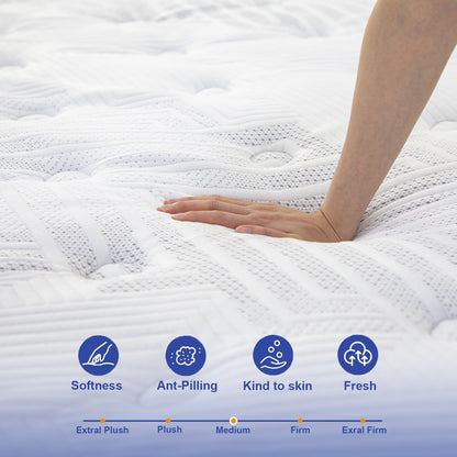 10 inch King Mattress, Memory Foam & Spring Hybrid Medium Comfort King Size in a Box,Adult