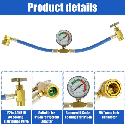 verlacod Refrigerant Charge Hose Professional R134a Self-Sealing Recharge Hose with Gauge and 1/2 Acme Threads Stable Air Conditioner Recharging Hose