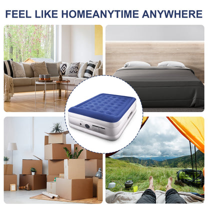 AUOSHI Queen Air Mattress with Rechargeable Built-in Pump 662lb Weight Capacity Luxury Inflatable Air Bed Portable Double Airbed Waterproof Durable Adjustable Blow Up Mattress for Home Camping