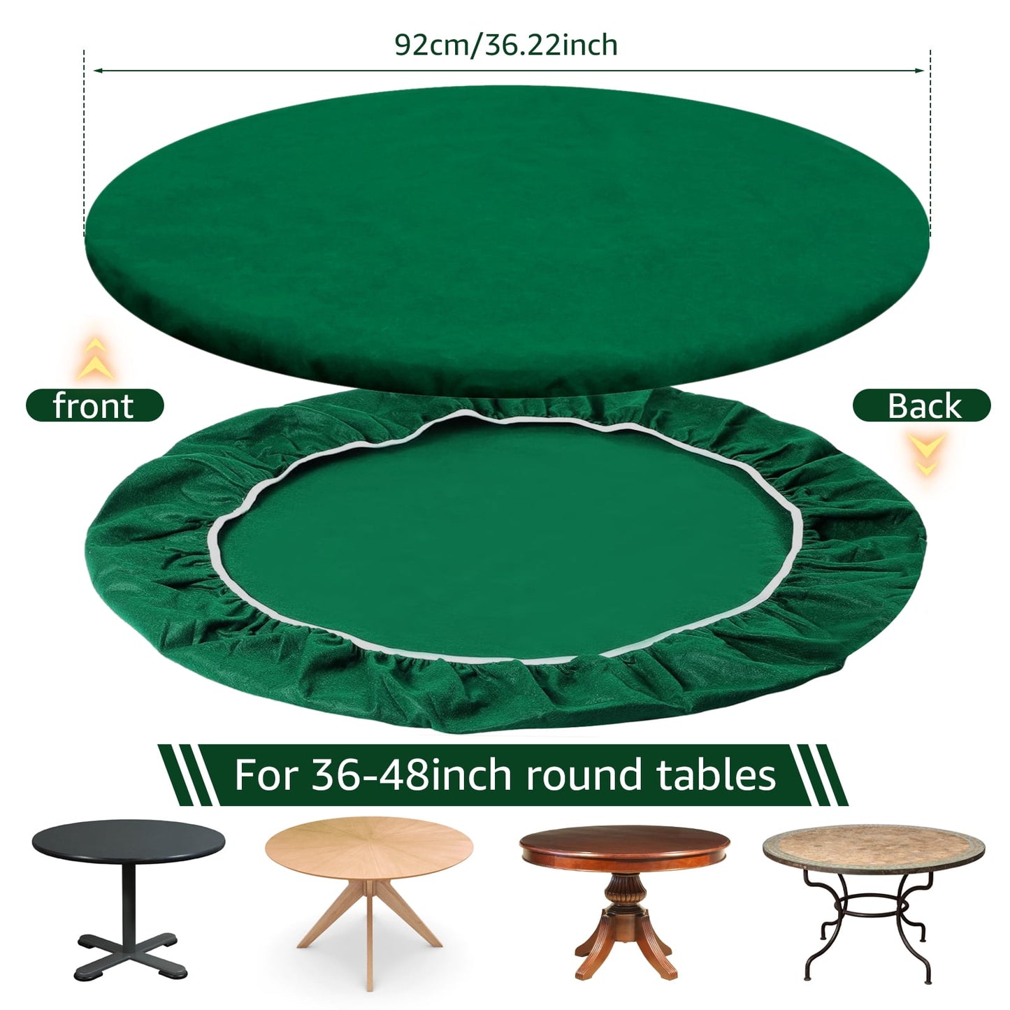 Felt Card Table Game Cover 36.2 Inch Round Tablecloth Poker Table Cover Fit 36-48 Inch Game Table Topper Mat Elastic Card Game Table Protector Foldable Poker Table Cover Protector for Playing Cards
