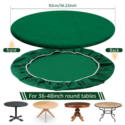 Felt Card Table Game Cover 36.2 Inch Round Tablecloth Poker Table Cover Fit 36-48 Inch Game Table Topper Mat Elastic Card Game Table Protector Foldable Poker Table Cover Protector for Playing Cards