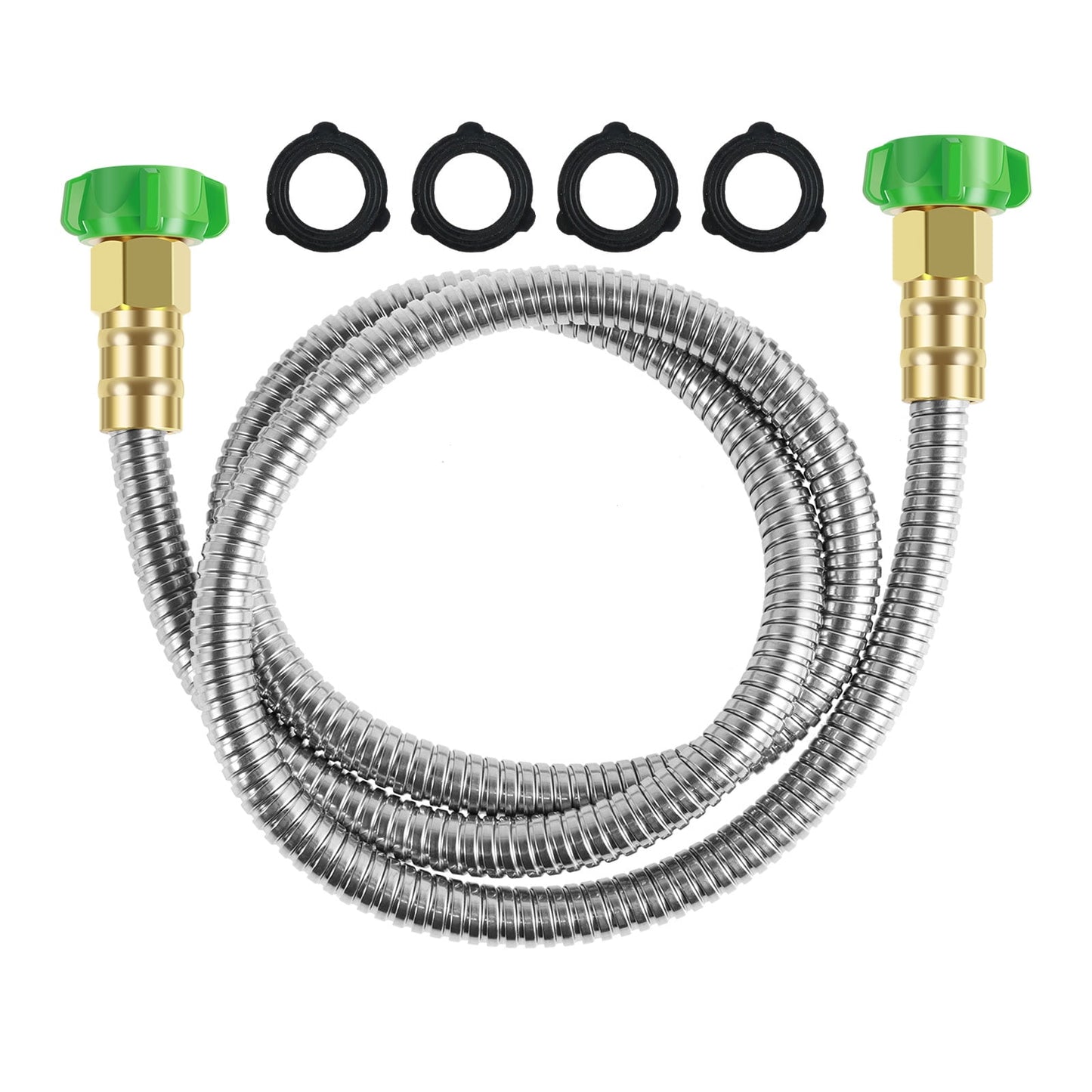 Txkrhwa 3 FT Short Garden Hose with Female to Female Connector, 3ft Metal Leakproof Leader Hose, Heavy Duty 304 Stainless Steel Flexible Hose for Outdoor Garden Watering Car Pet Cleaning