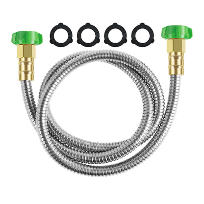 Txkrhwa 3 FT Short Garden Hose with Female to Female Connector, 3ft Metal Leakproof Leader Hose, Heavy Duty 304 Stainless Steel Flexible Hose for Outdoor Garden Watering Car Pet Cleaning