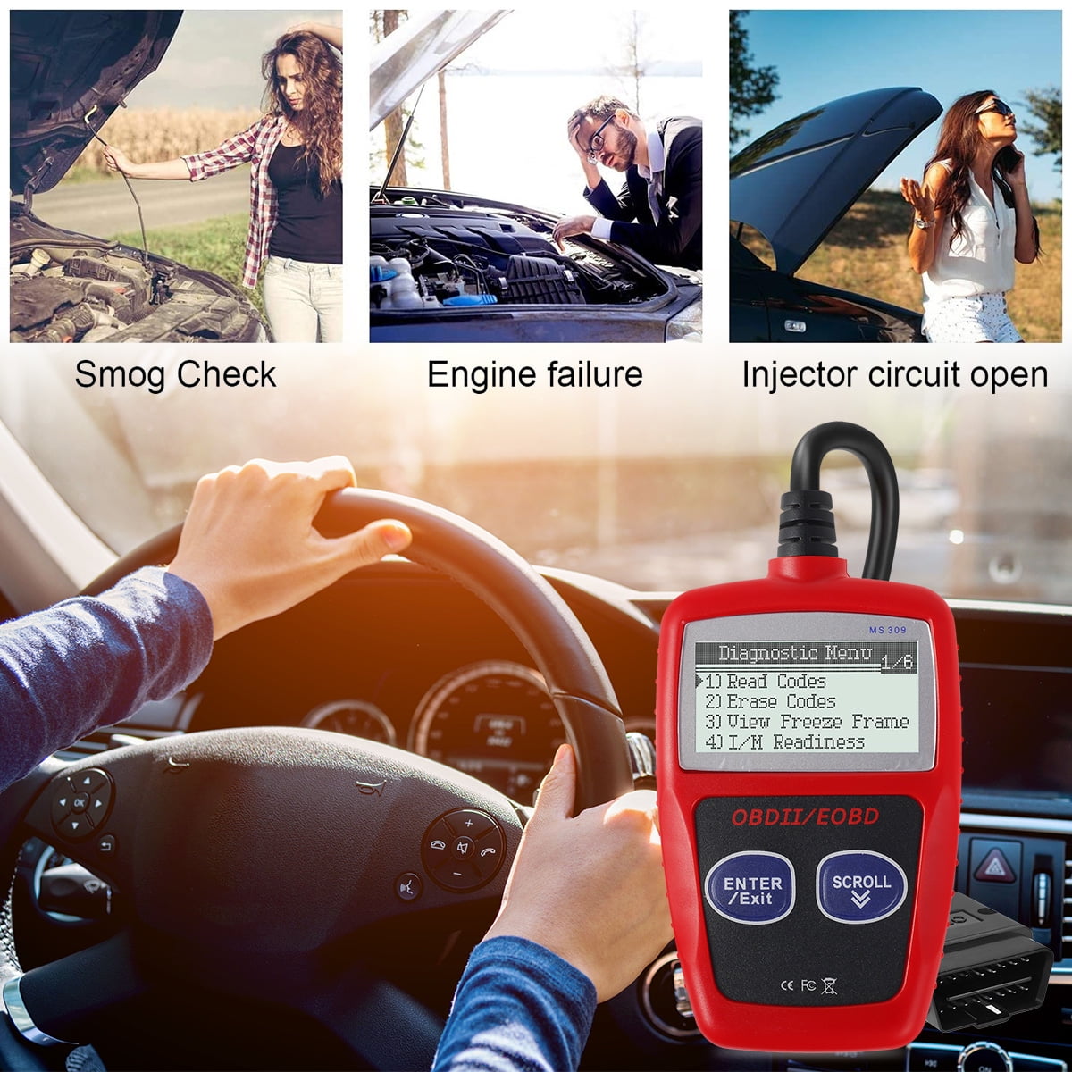 Car Fault Code Reader I/M Readiness Accurate Engine Diagnostic Scanner Multifunctional OBD2 Scanner Read and Erase Fault Code View Freeze Data CAN Diagnostic Tool