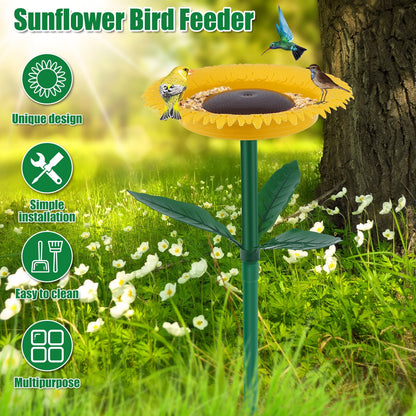 NewSoul Sunflower Standing Bird Feeder Outdoor,Bird Bath Feeders Bowl,Flower Shape Bird Feeding Tray,Gifts for Bird Lovers