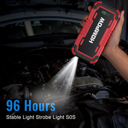 Car Jump Starter, HOMPOW 2000A Peak 18000mAh Lithium Jump Starter Battery Pack for up to 8L Gas or 6L Diesel Engine, Safe 12V Portable Battery Starter Power Pack with LED Screen & LED Light
