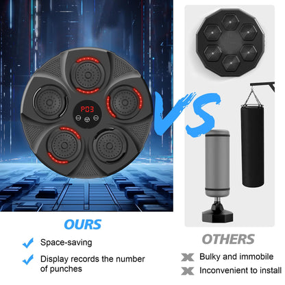 Music Boxing Machine with Boxing Gloves, Smart Bluetooth Boxing Equipment, Wall Mounted Target Training Punching Boxing Machine for Adults, Kids, Home, Indoor, Workout and Gym