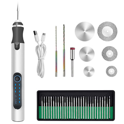 Electric Engraving Pen Cordless Micro Carving Pen with 3 Adjustable Speed 300mAh Rechargeable Engraver Machines Wireless Etching Engraving Tool for Jewelry Wood Metal Glass Stone