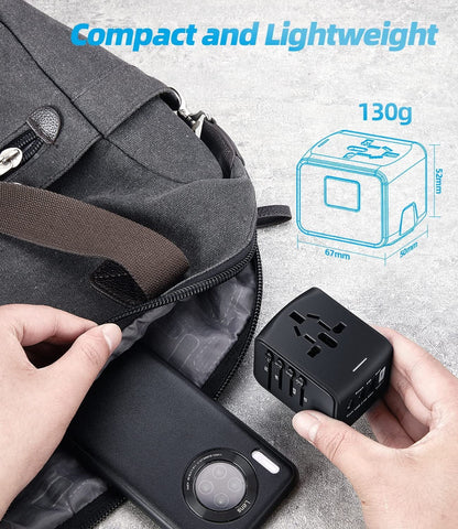 Universal Travel Adapter, Meromore European Travel Plug Adapter with Type C, Black