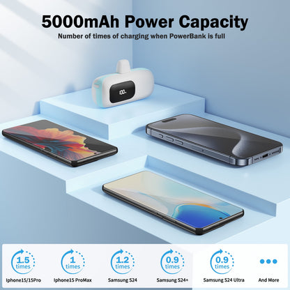 VILINICE Portable Charger Power Bank Type-C, 5000mAh Battery Pack Charing Bank for Android Samsung,Pixel,iPhone16/15 Series,Blue