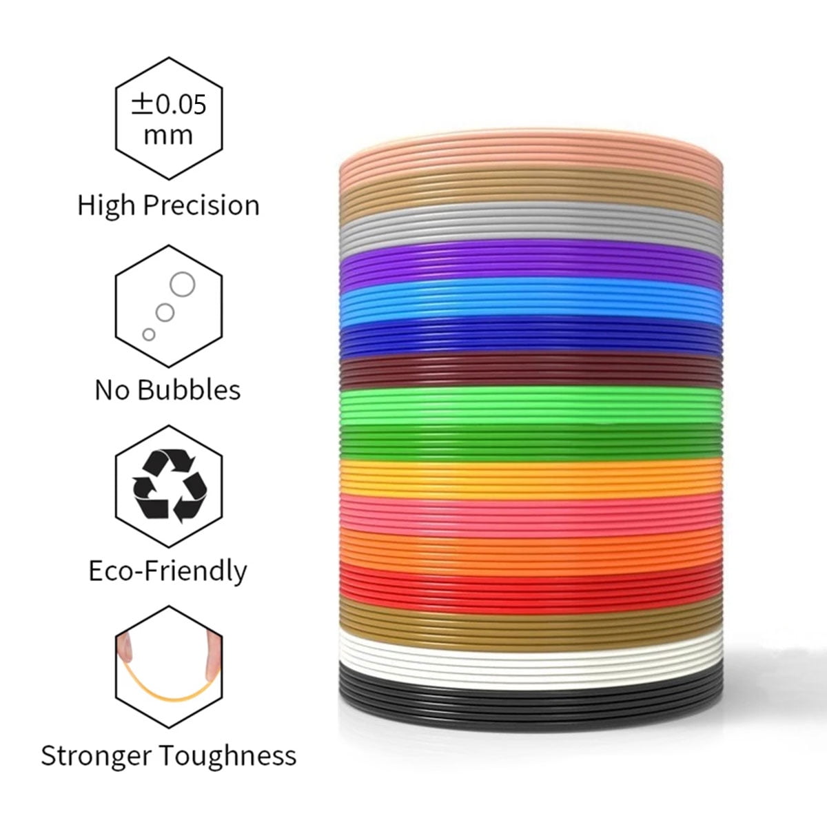 Toorise 3D Pen Filament Refills 16.4ft 20 Colors 3D Pen Filament PLA Refills 1.75mm Filament 3D Printing Pen PLA Filament Dimensional Accuracy +/- 0.05mm Gifts for Kids Drawing Art