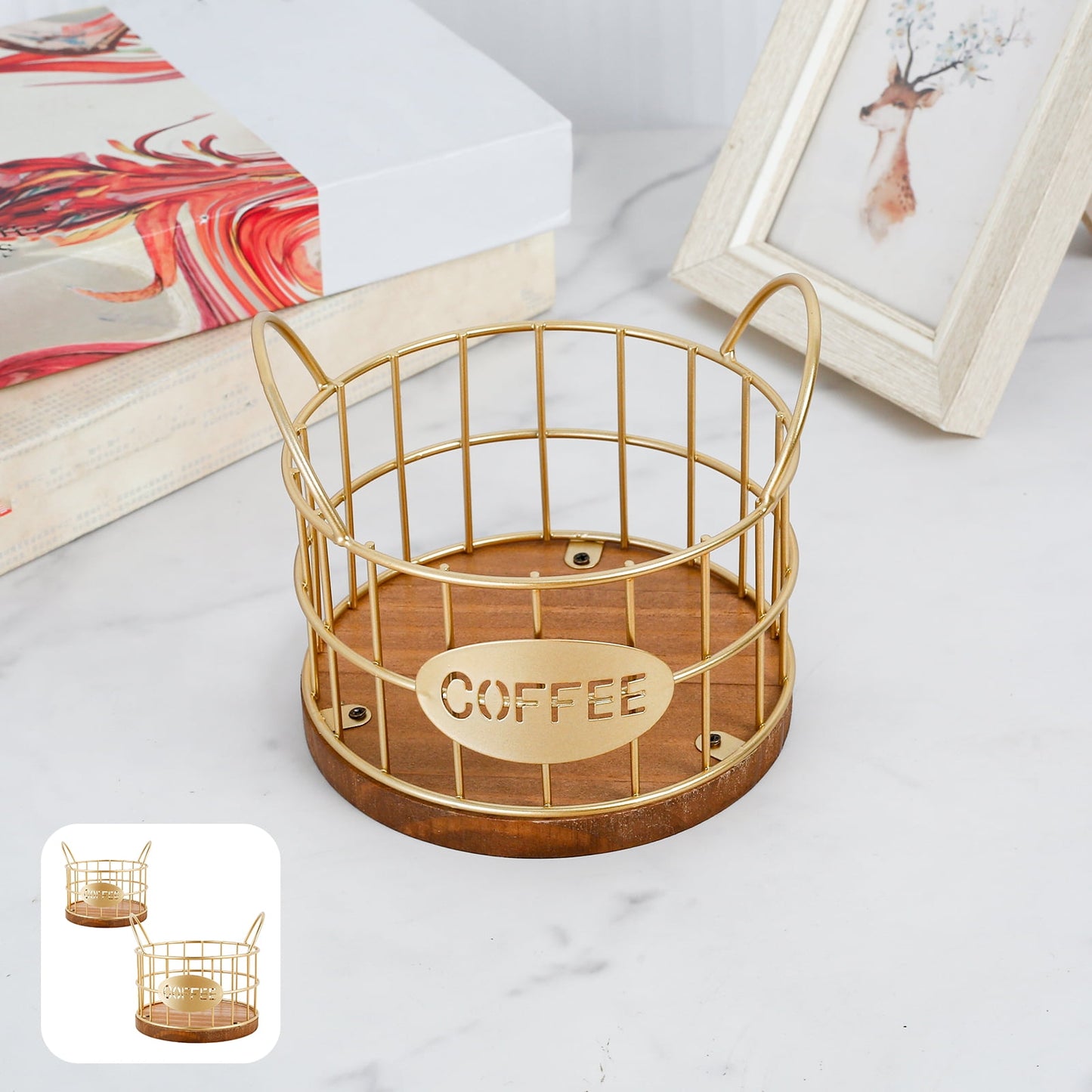 Txkrhwa 2PCS Coffee Pod Holder, K Cup Holder and Coffee Pod Storage Basket, Metal Coffee Pod Organizer