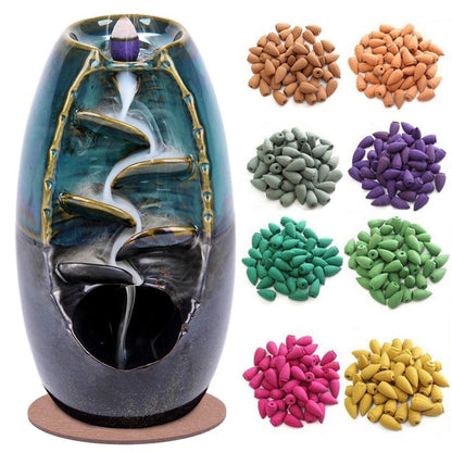 EUWBSSR 50 Pcs Backflow Incense Cones 5 Mixed Natural Scents Sandalwood Rose Lily Tulips Rosemary Lavender