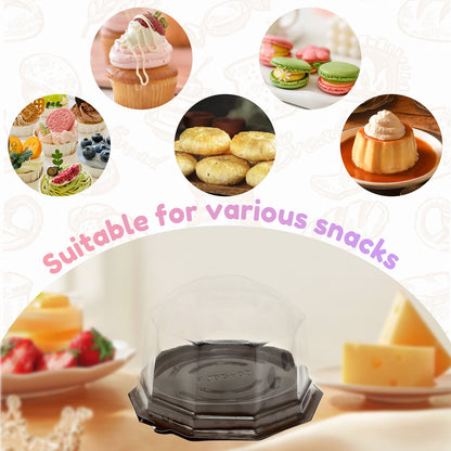 100 Pack Mini Bundt Cake Containers Package, Clear Plastic Miniature Cake Boxes, Disposable Cupcake Case With Lids, Lesser Fluted Tube Cake Wrappers