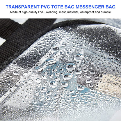 Ihvewuo Large Capacity Clear Tote Bag with Handle and Adjustable Strap Durable PVC Cross-Body Shoulder Bag Transparent Stadium Approved Gym Bag for Sports Games Work Concerts