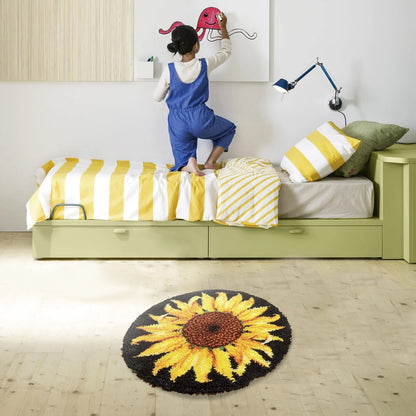 Wekvgz Latch Hook Rug Kit Sunflower Pattern Crochet Latch Hook Rug Kit DIY Hook Carpet Crochet Kits Easy to Use Rug Crochet Yarn Kits Embroidery Rug Kit for Decoration Floor Mats Pet Rugs 50×50cm