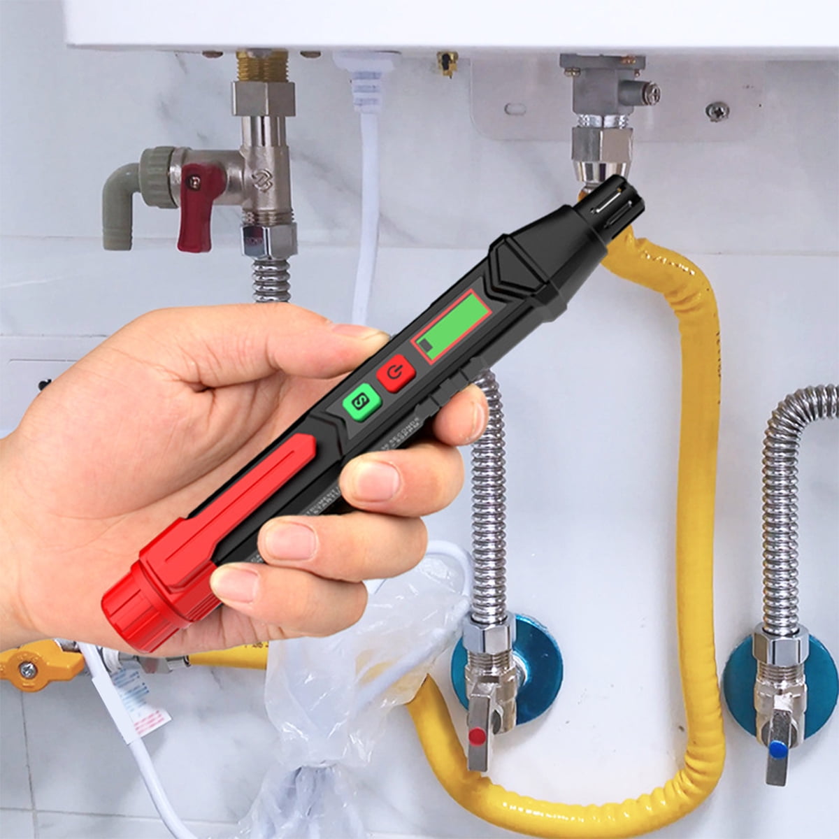 OKYMOTOR Gas Leak Detector Natural Gas Detector with Audible and Visual Alarm Portable Gas Sniffer for Home RV High Sensitivity Combustible Gas Detector for Locating Methane Propane