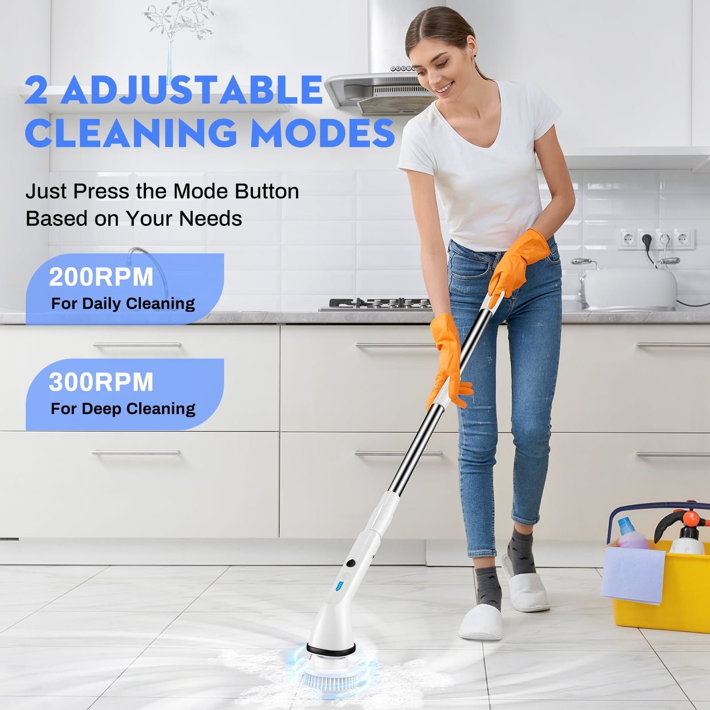 VAVSEA Electric Spin Scrubber,Cleaning Brush for Bathroom,1.5H 300RPM Shower Scrubber Kit for Floor Tile Bathtub,51 inchBathtub,51 inch
