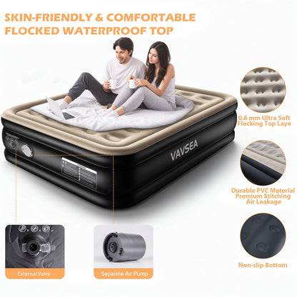 VAVSEA Queen Cordless Air Mattress, 18" Blow up Mattresses with Built in Pump for Camping, Travel, Guests, 660lb Max
