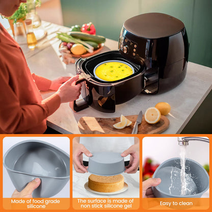Ihvewuo 4Pcs Silicone Cake Tin Set 6.3" Round Non-Stick Baking Molds, Heat Resistant