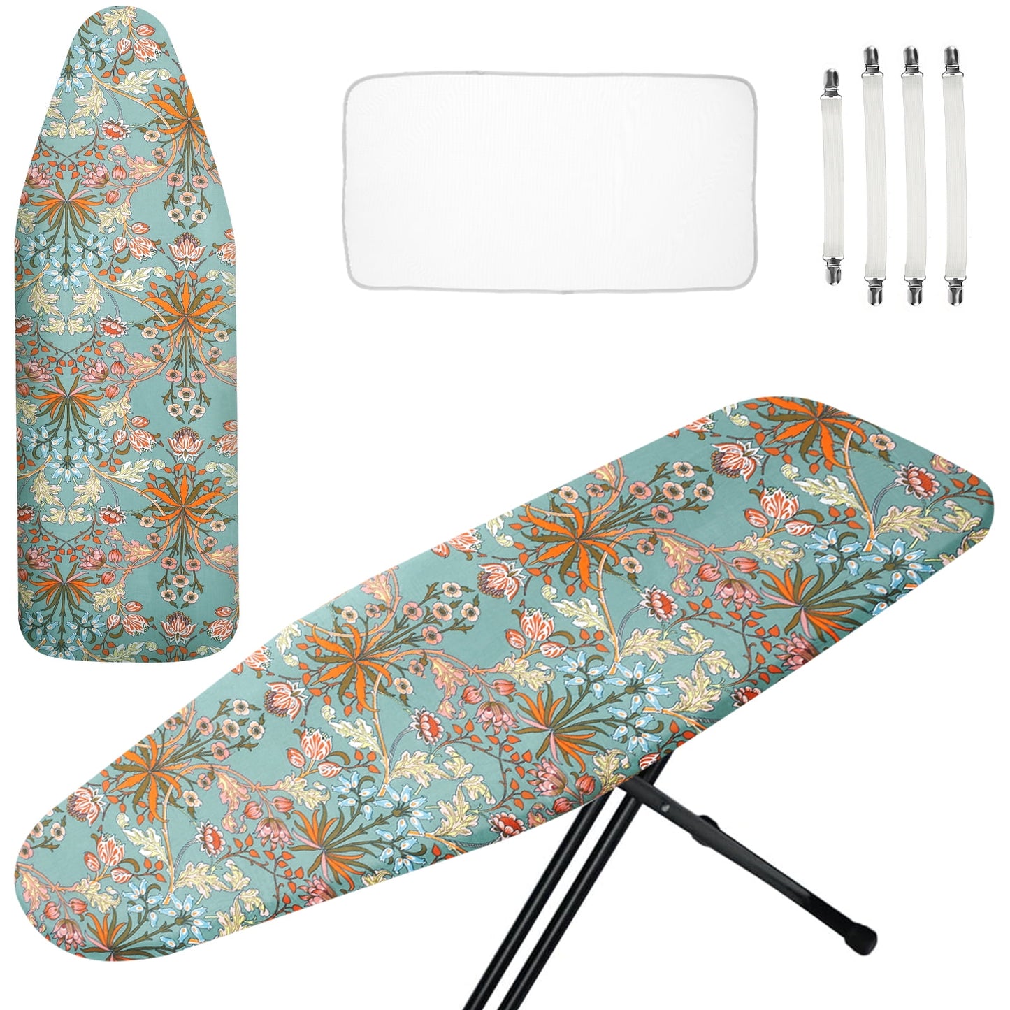 Ironing Board Cover and Pad 57.8×18.8in Ironing Board Cover with Elastic Edges Scorch Resistant Ironing Board Cover Set with Ironing Mat 4 Fasteners Printed Pattern Easy to Install for Dorm Home