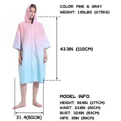 Qenwkxz Microfiber Surf Poncho Changing Robe Quick Dry Wetsuit Changing Towel with Hood for Men Women Surfing