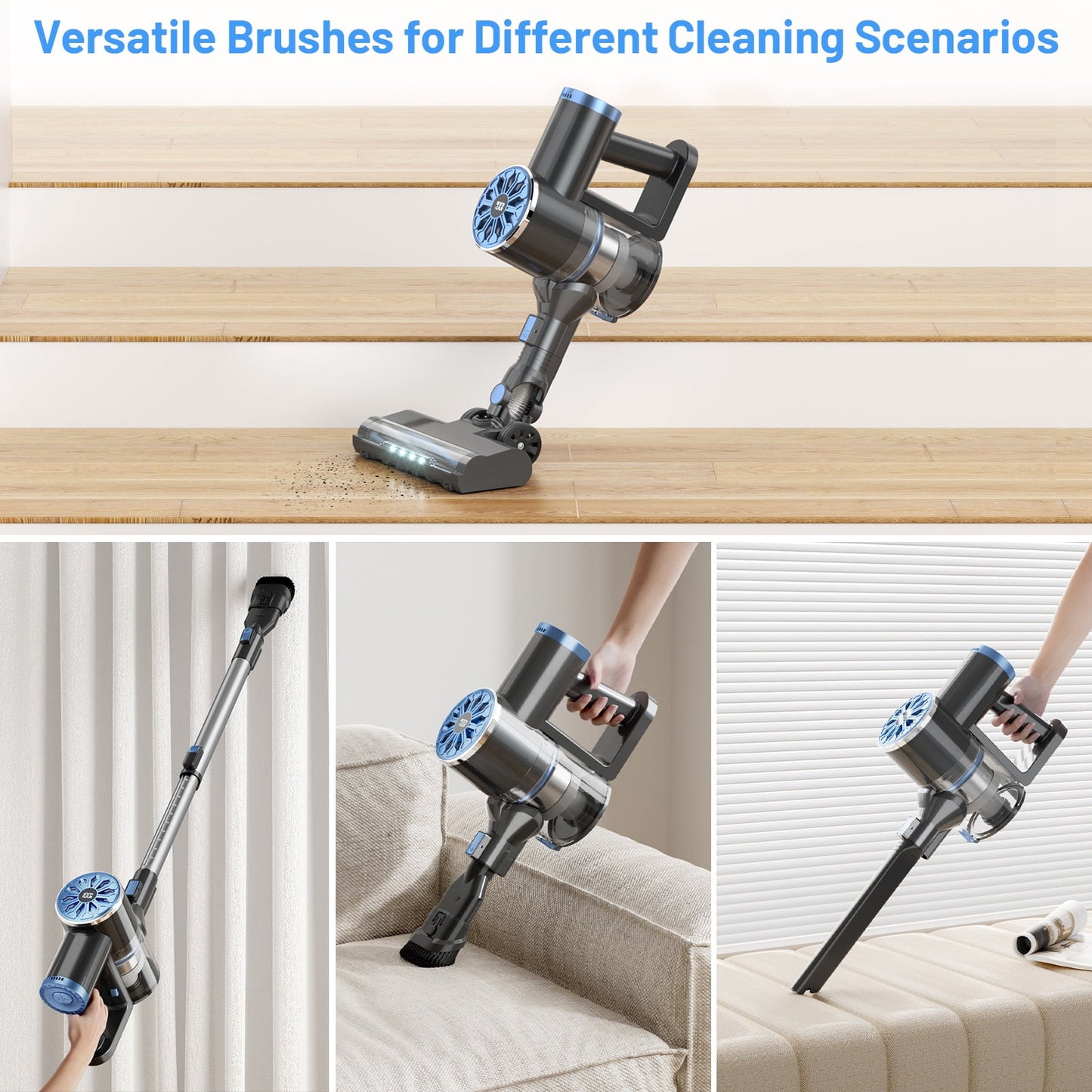 Vanpopubs Cordless Vacuum Cleaner,Lightweight Stick Vacuum for Pet Hair Carpet Hardwood,20KPa,LED Display,WC01