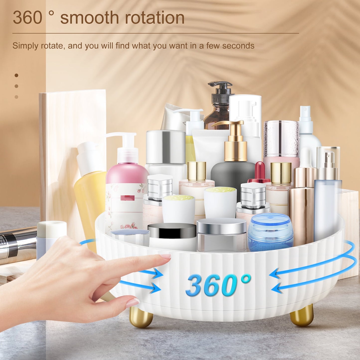 Wekvgz Makeup Perfume Organizer Large Capacity Lazy Susan Turntable Reusable 360 Rotating Condiment Holder Non-slip Lazy Susan Storage Organizer Round Rotating Spice Racks 22 X 22 X 7.5cm