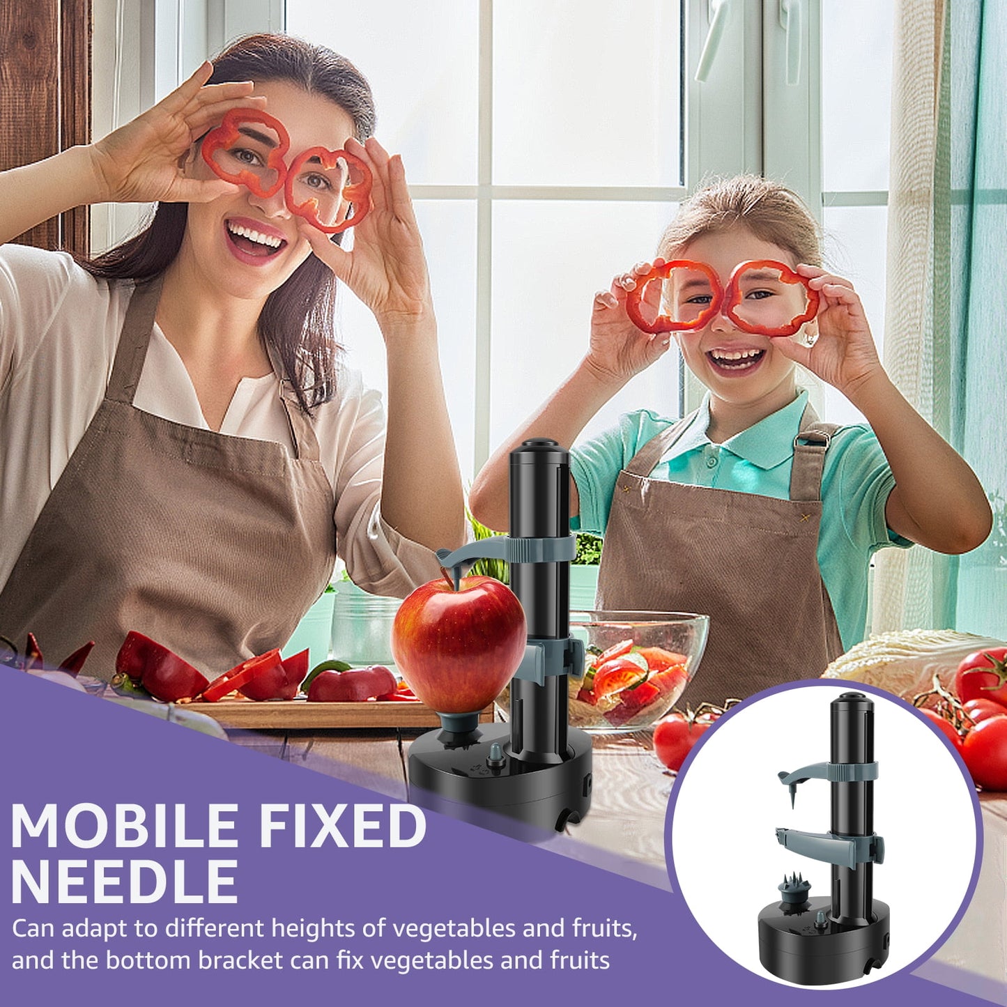 Jetcloudlive Electric Potato Peeler Multifunction Apple Peeler Rapid Rotating Peeling Machine Automatic Rotating Fruit Potato Peeler Kitchen Peeling Tool