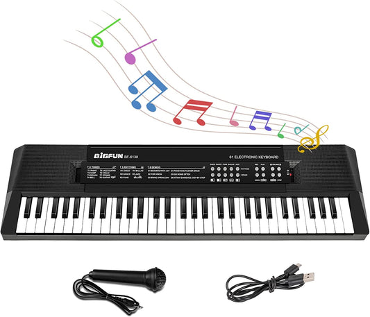 XTeduToys Kids Piano Keyboard, 61 Keys Piano Keyboard Toys with Microphone Portable Mono Electronic Piano Keyboard Teaching Piano Toy Gift for Beginners Boys Girls Ages 3-12