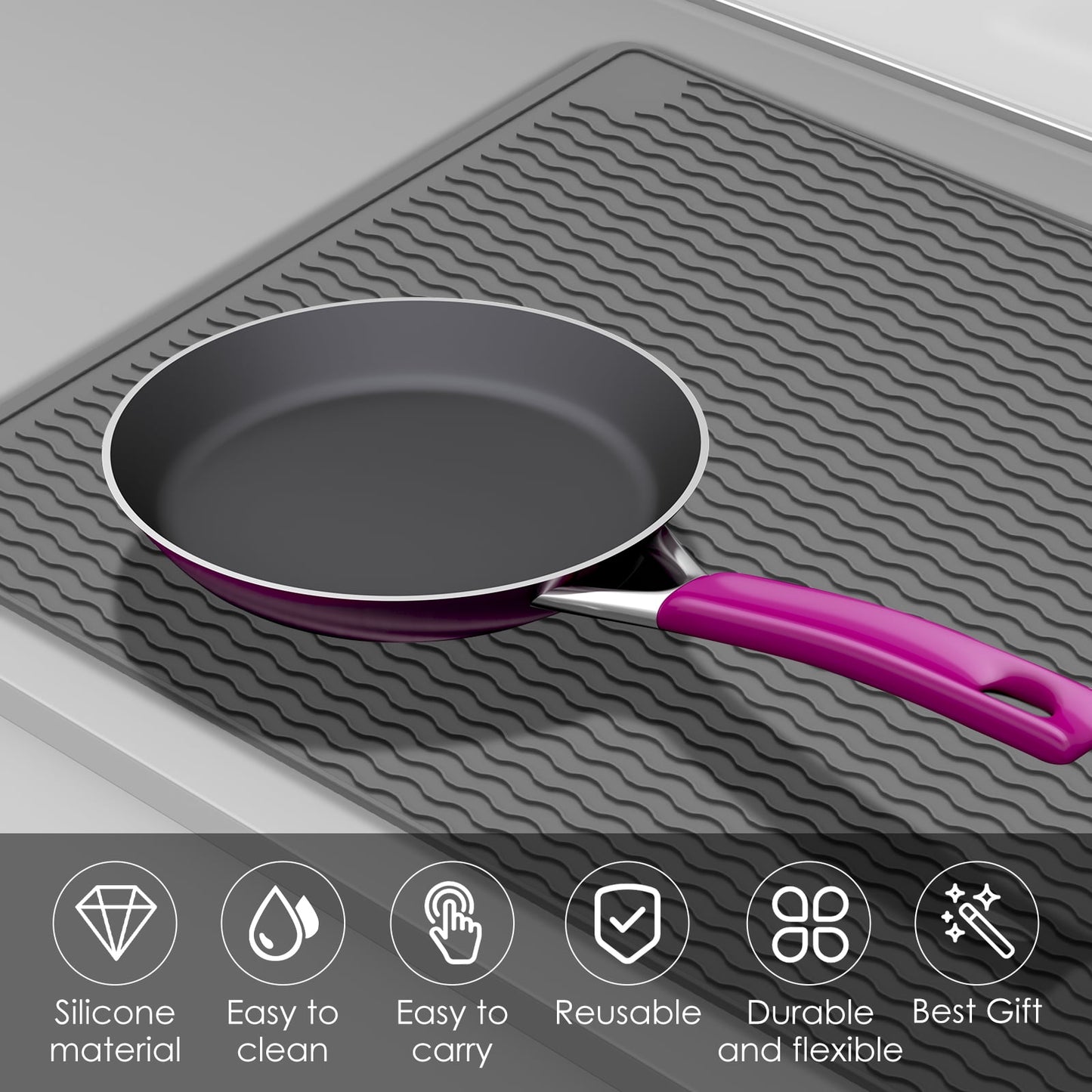 Jetcloudlive Stove Top Covers for Electric Stove,28 x 20 Silicone Heat Resistant Glass Cooktop Cover,Ceramic Stove Protector,Flat RV Range Stovetop Protector Pad,Dish Drying Mat for Kitchen
