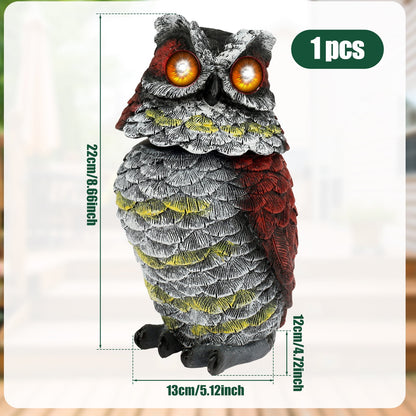 Toorise 1PC Solar Owl with Flashing Eyes and Rotating Head Realistic Solar Powered Garden Owl Resin Owl Statue Waterproof Solar Owl Decoys to Scare Birds Away
