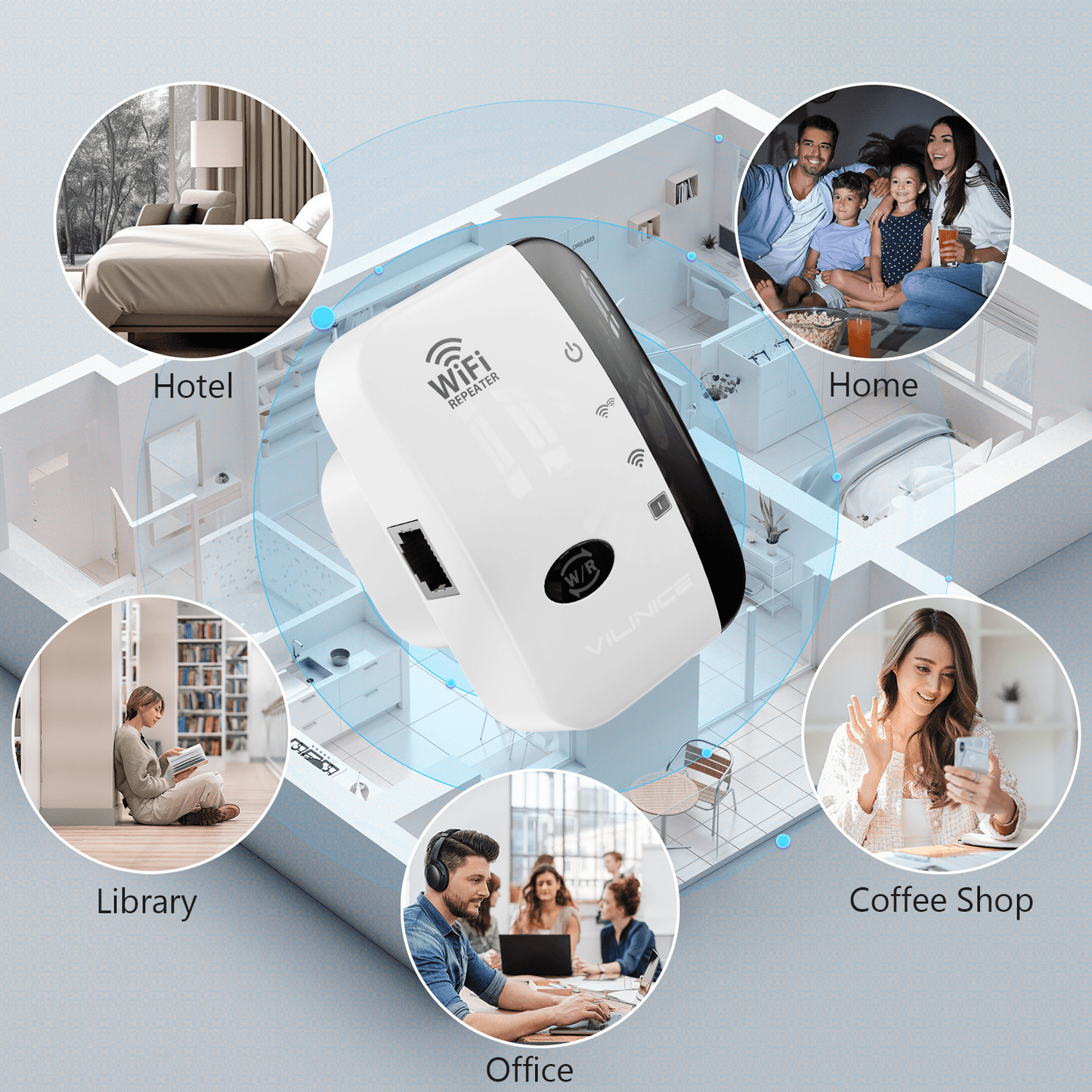 VILINICE WD-R616U AC1200 Dual-Band Wi-Fi Extender, Coverage up to 3000 sq ft, 2 Count, 2 Pack