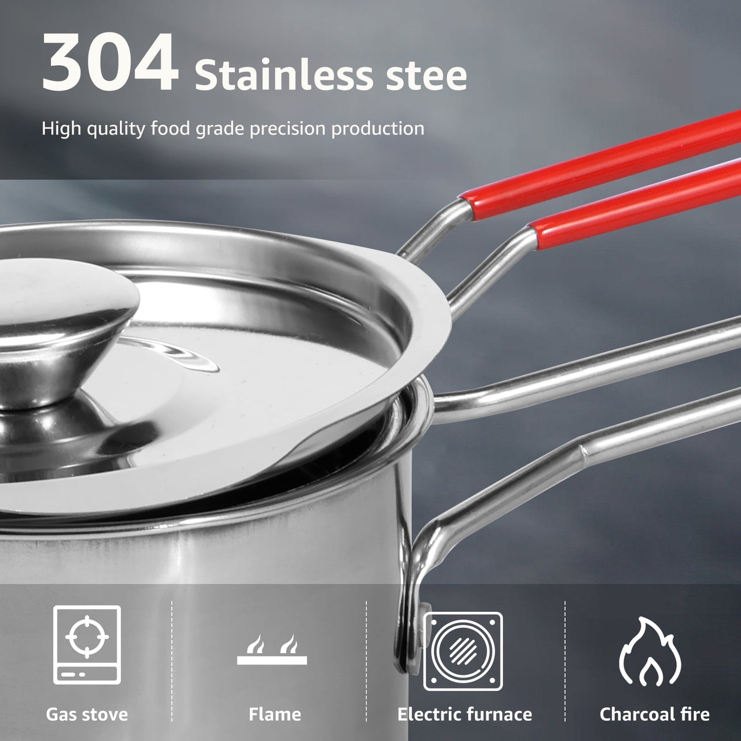 Evjurcn Deep Fryer with Strainer Basket and Handle Stainless Steel Fry Pot Durable Food Grade Outdoor Fryer with Lid Portable Food Cooking Pot for Frying Fish Shrimp Chicken and Fries