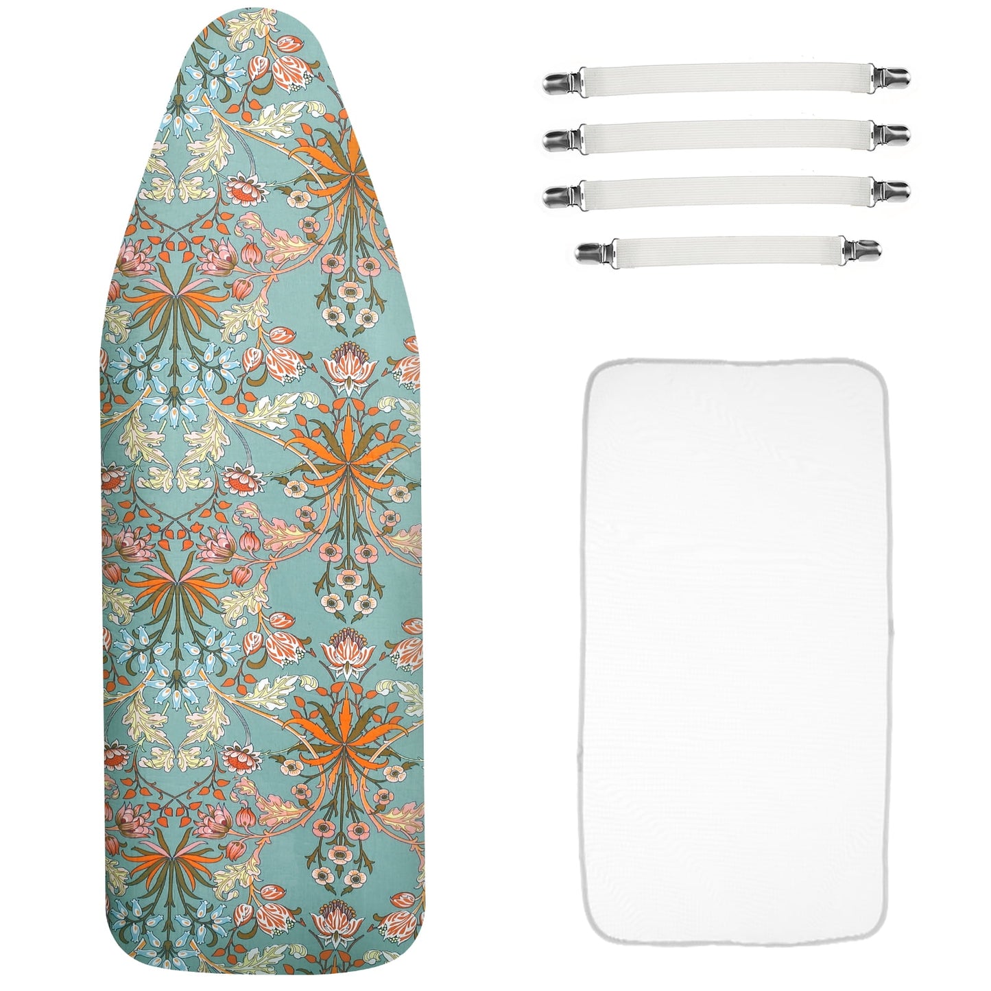Ironing Board Cover and Pad 57.8×18.8in Ironing Board Cover with Elastic Edges Scorch Resistant Ironing Board Cover Set with Ironing Mat 4 Fasteners Printed Pattern Easy to Install for Dorm Home