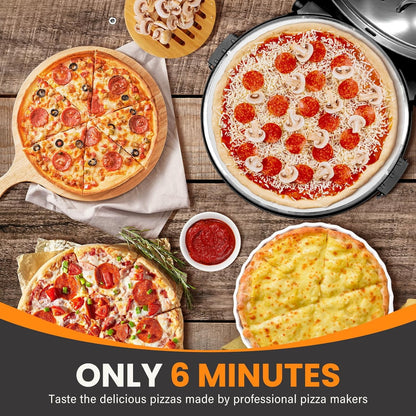 JMDLWZ Upgrade Pizza Oven, 12 Inch Electric Pizza Oven Indoor, 1200W Portable Countertop Pizza Maker with Viewing Window, Timer, Heats Up to 800°F, Ideal for Home Use, Bake Delicious Pizza Easily